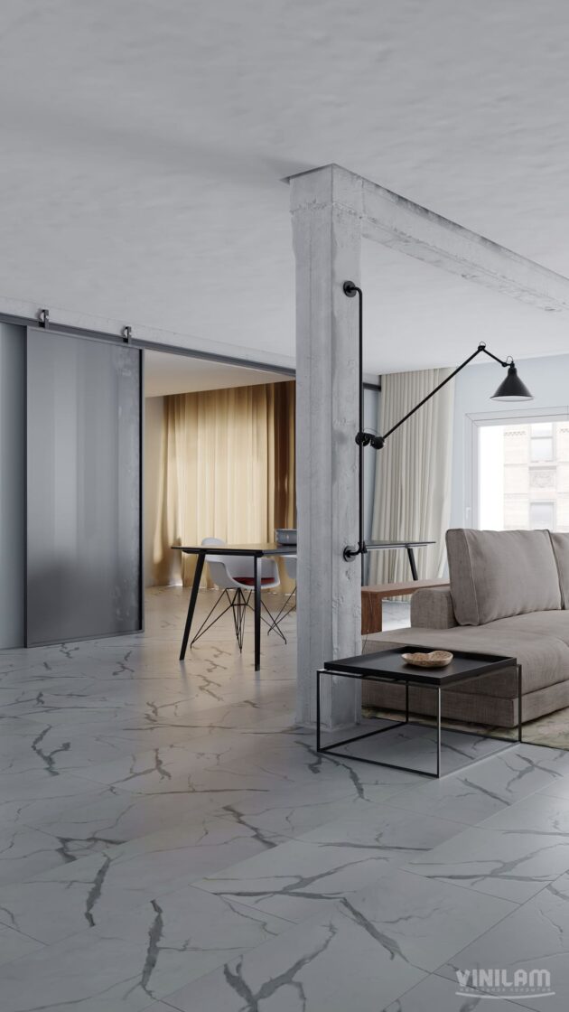 Кварц-виниловый ламинат Vinilam Ceramo Stone 87999 Греческий мрамор